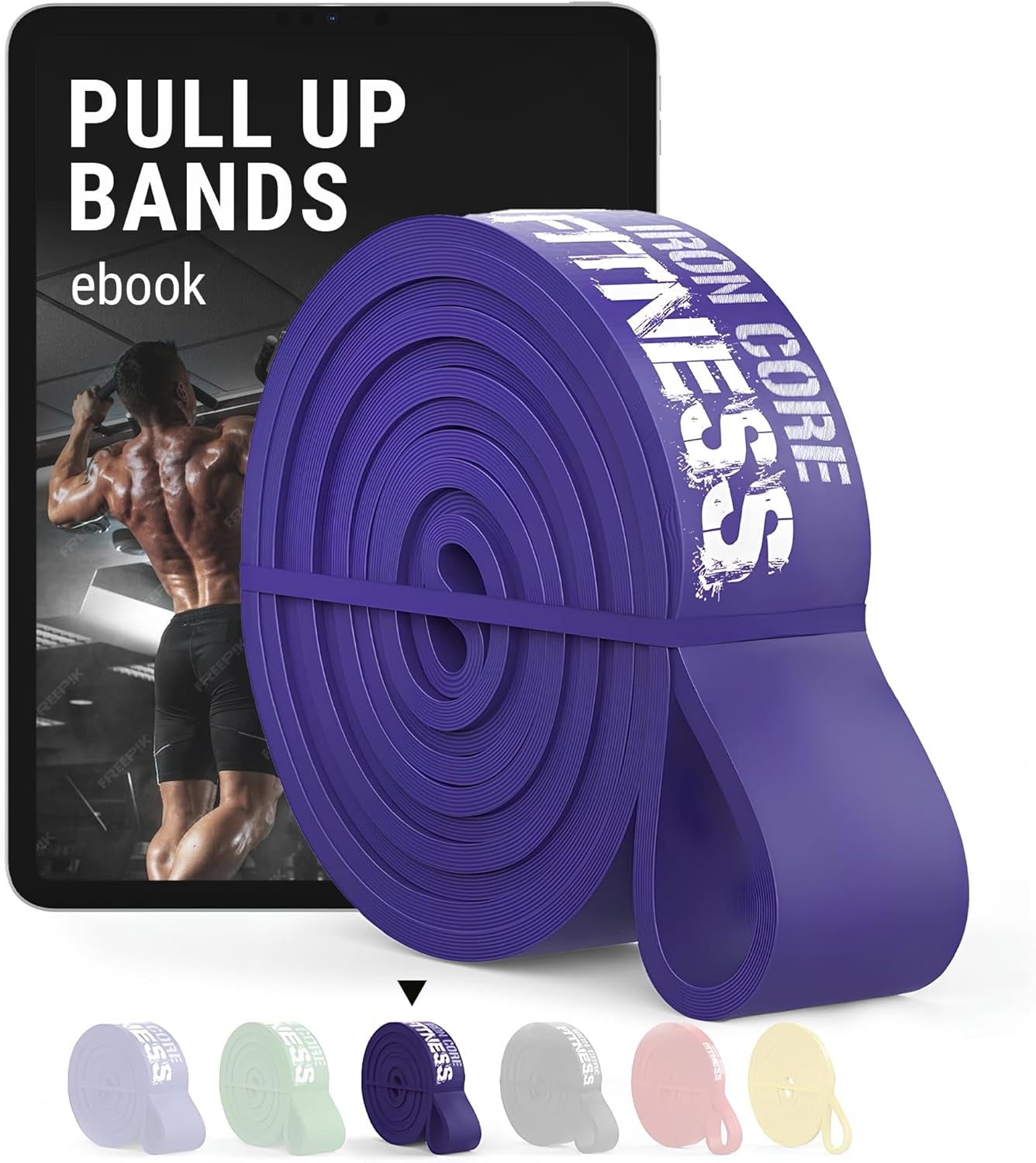 Pull up Assistance Resistance Bands by - Strength Power Flexibility Training at Home or Gym. Ebooks and Workout Chart Included.