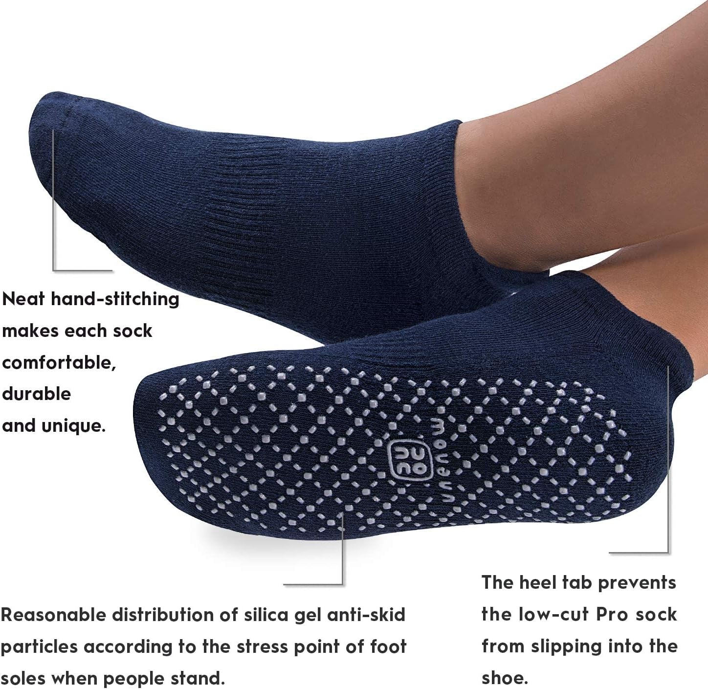 Unisex Non Slip Grip Socks with Cushion for Yoga, Pilates, Barre, Home & Hospital