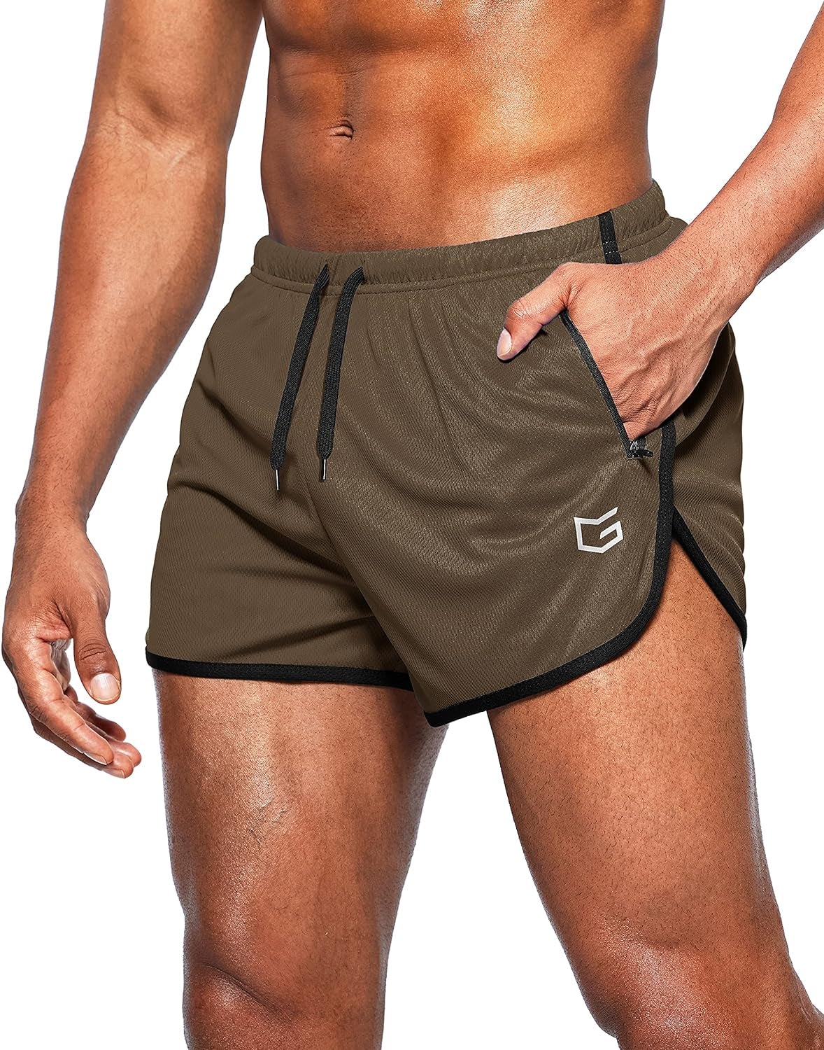 Men'S Running Shorts 3 Inch Quick Dry Gym Athletic Workout Short Shorts for Men with Liner and Zipper Pockets